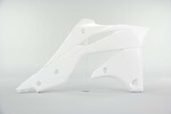 Right Side UFO White Radiator Shroud Set replacement plastics for 13-16 Kawasaki KX250F dirt bikes.