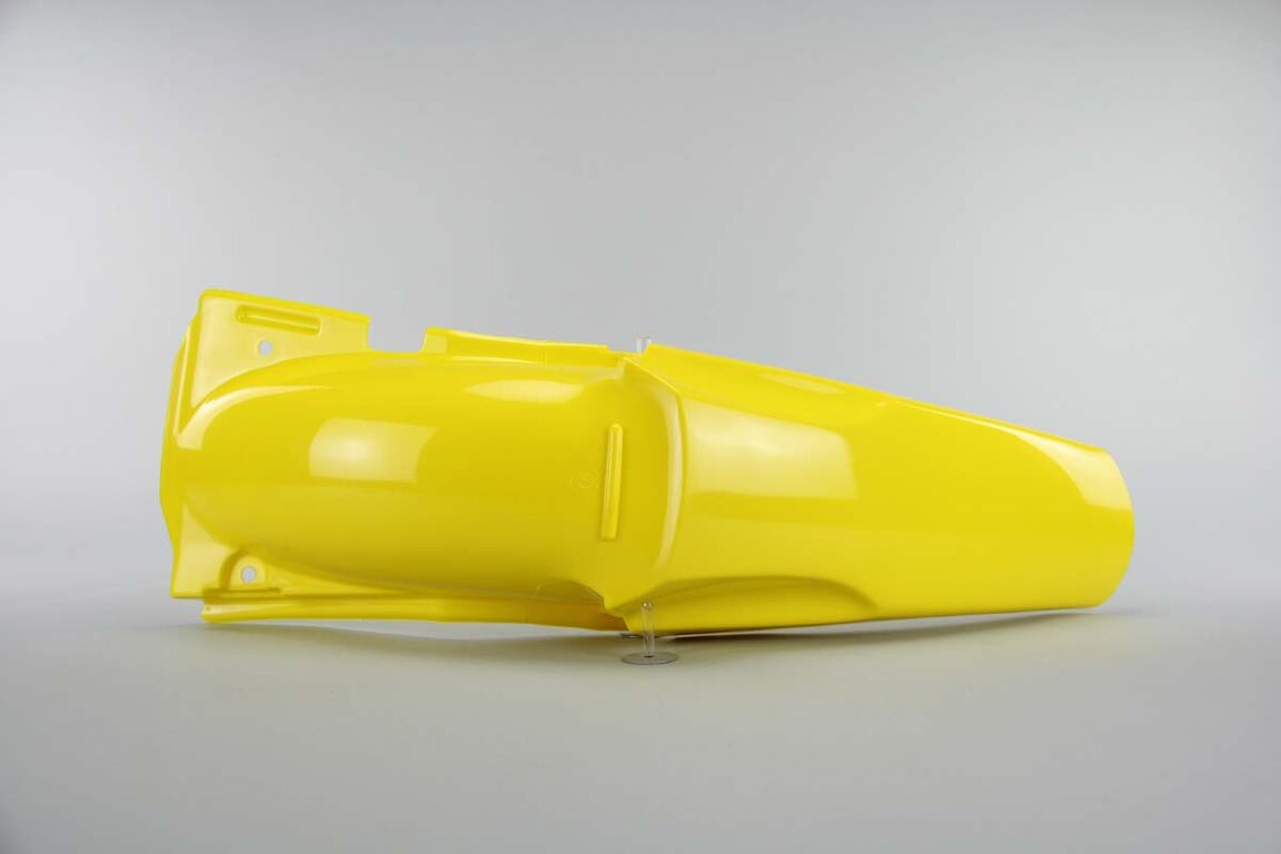 Polisport Yellow Rear Fender replacement plastics for 96-00 Suzuki RM125, RM250 dirt bikes 360 view