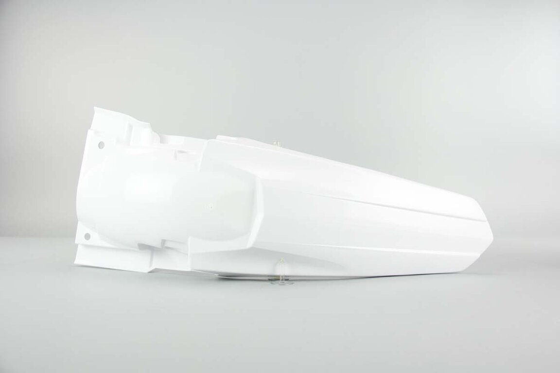 UFO White Rear Fender replacement plastics for 10-18 Suzuki RMZ250 dirt bikes 360 view