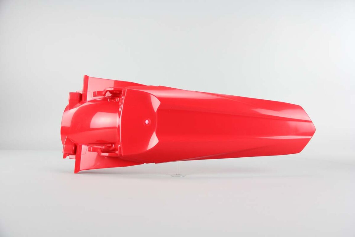 UFO Red Rear Fender replacement plastics for 13-17 Honda CRF250, CRF450 dirt bikes 360 view