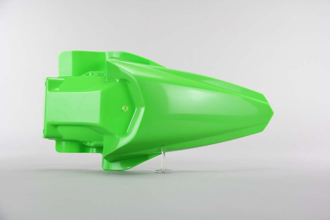 Polisport Green Rear Fender replacement plastics for 14-26 Kawasaki KX100, KX112, KX85 dirt bikes 360 view