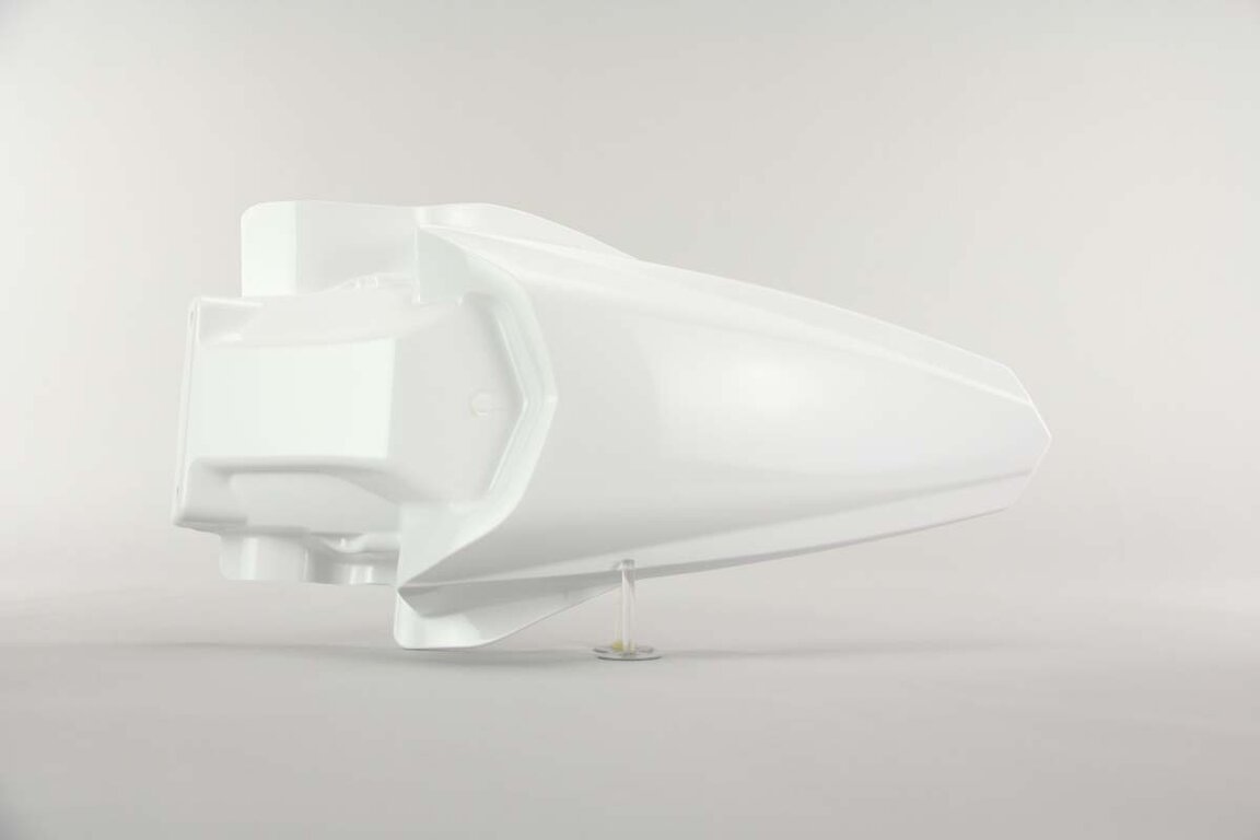 Polisport White Rear Fender replacement plastics for 14-26 Kawasaki KX100, KX112, KX85 dirt bikes 360 view