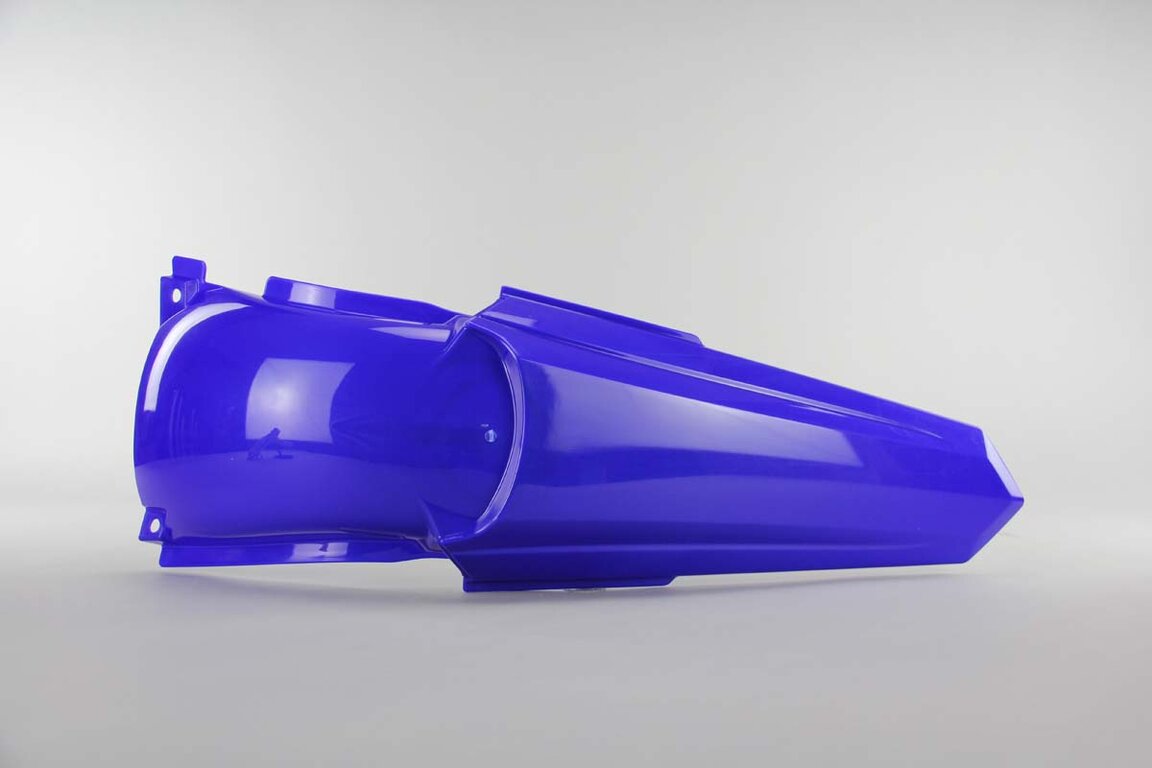 UFO Blue Restyled Rear Fender replacement plastics for 02-14 Yamaha YZ125, YZ250 dirt bikes 360 view