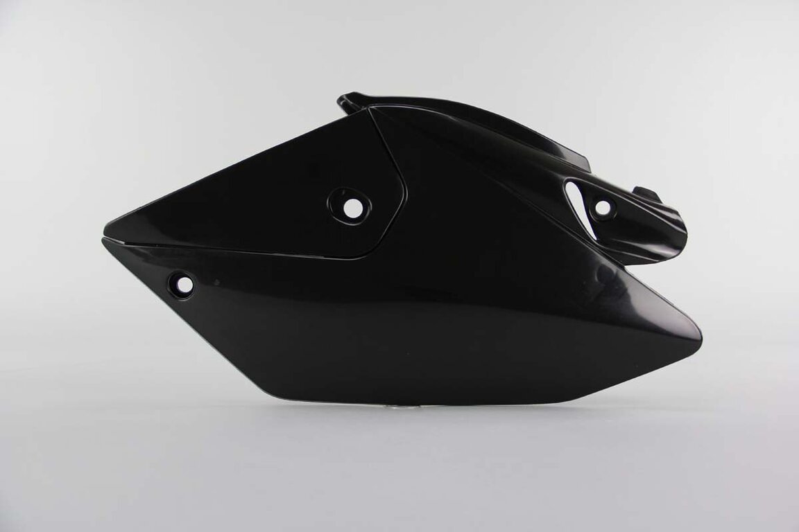 Left Side UFO Black Side Number Plates replacement plastics for 04-17 Honda CRF250 dirt bikes.