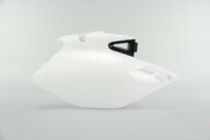Right Side Polisport White Side Number Plates replacement plastics for 07-13 Yamaha WRF dirt bikes.