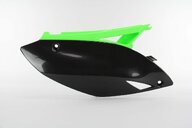Right Side UFO Black / Green Side Number Plates replacement plastics for 09-12 Kawasaki KX250F, KX450F dirt bikes.