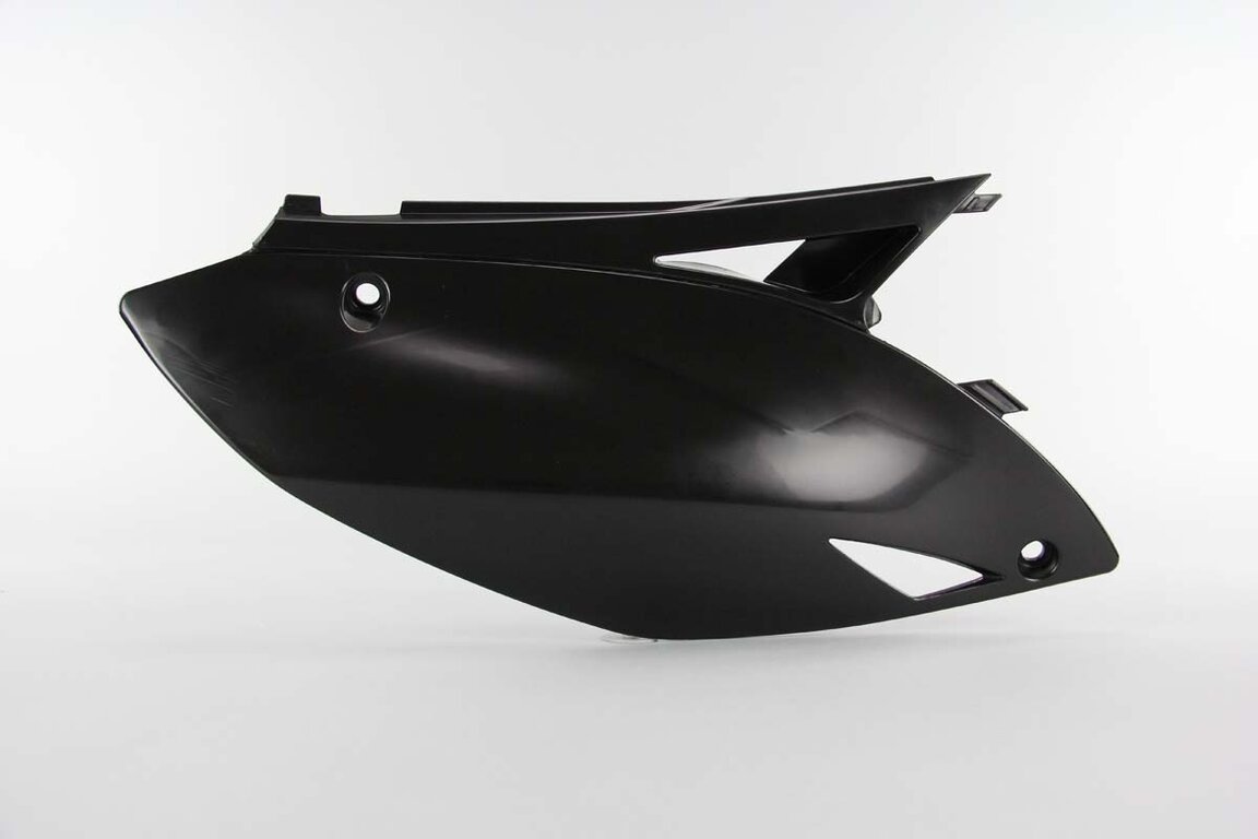 Right Side UFO Black Side Number Plates replacement plastics for 09-12 Kawasaki KX250F, KX450F dirt bikes.