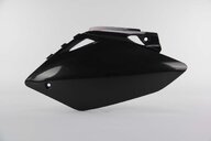 Left Side UFO Black Side Number Plates replacement plastics for 07-08 Honda CRF450 dirt bikes.