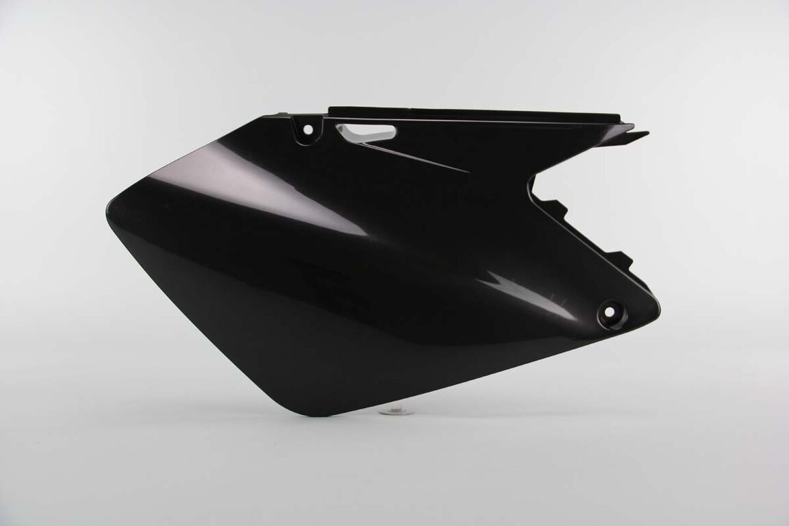 Right Side UFO Black Side Number Plates replacement plastics for 01-08 Suzuki RM125, RM250 dirt bikes.