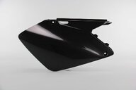 Right Side UFO Black Side Number Plates replacement plastics for 01-08 Suzuki RM125, RM250 dirt bikes.