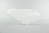 Left Side UFO White Side Number Plates replacement plastics for 02-26 Suzuki RM85 dirt bikes.