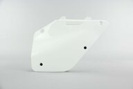 Right Side Polisport White Side Number Plates replacement plastics for 96-00 Suzuki RM125, RM250 dirt bikes.