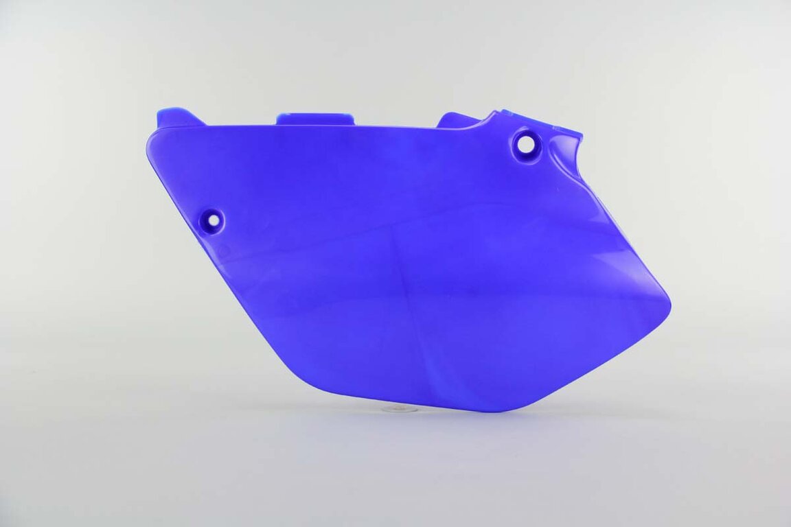 Left Side UFO Blue Side Number Plates replacement plastics for 02-14 Yamaha YZ125, YZ250 dirt bikes.