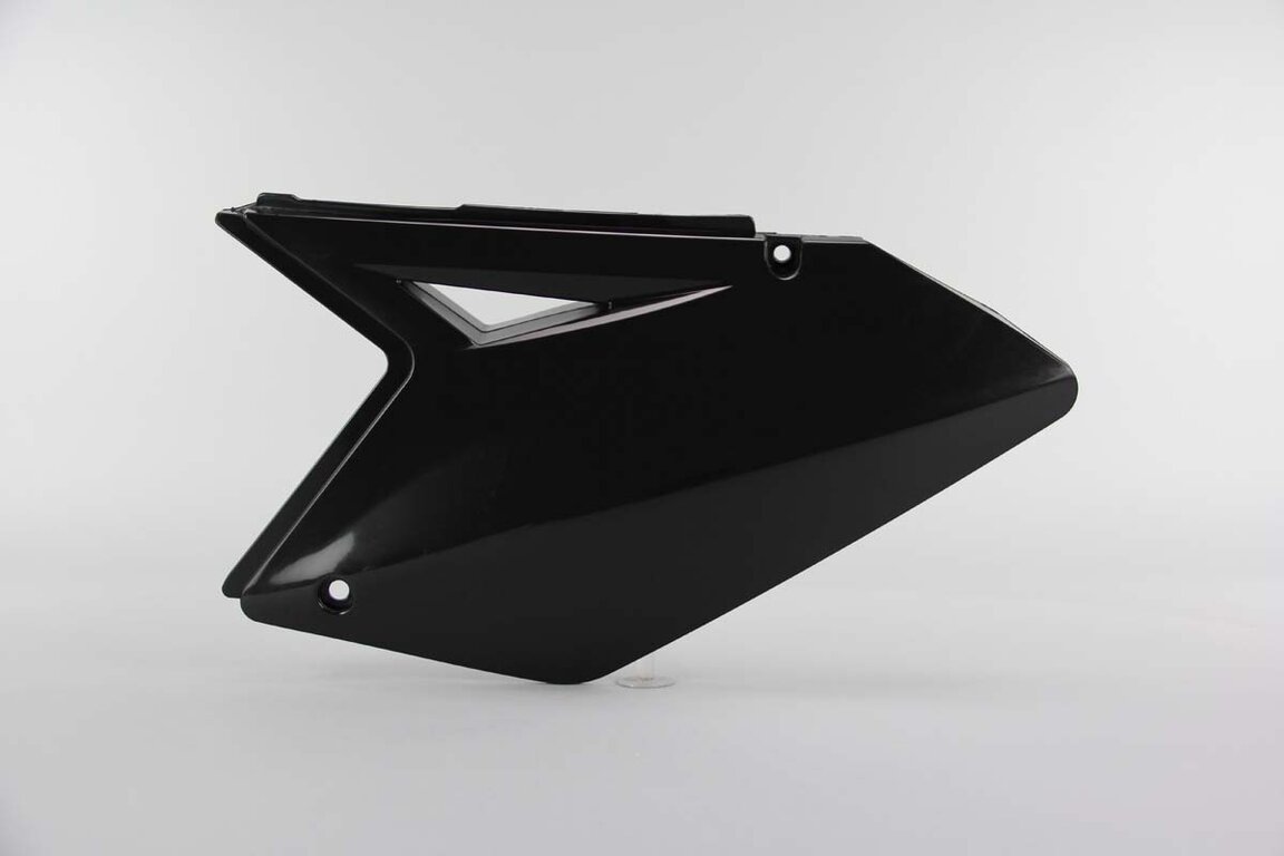 Left Side UFO Black Side Number Plates replacement plastics for 07-09 Suzuki RMZ250 dirt bikes.