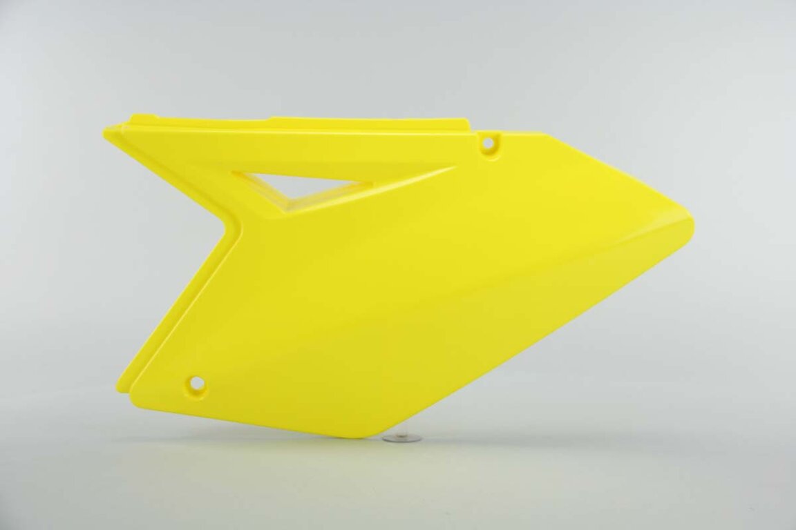 Left Side UFO Yellow Side Number Plates replacement plastics for 07-09 Suzuki RMZ250 dirt bikes.