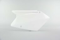 Left Side Polisport White Side Number Plates replacement plastics for 05-06 Suzuki RMZ450 dirt bikes.