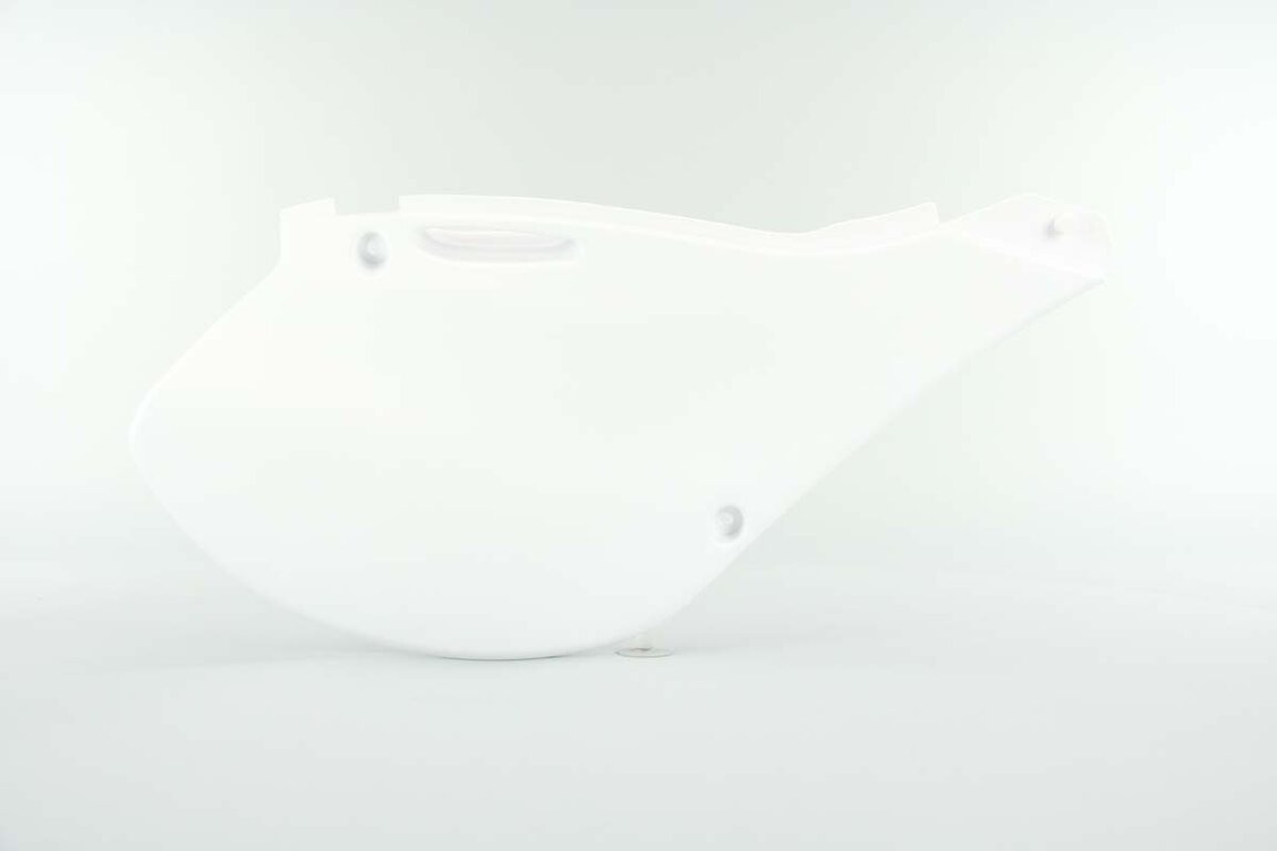 Right Side UFO White Side Number Plates replacement plastics for 99-02 Kawasaki KX dirt bikes.