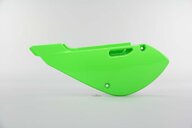 Left Side UFO Green Side Number Plates replacement plastics for 00-26 Kawasaki, Suzuki KLX110, KX65, RM65 dirt bikes.