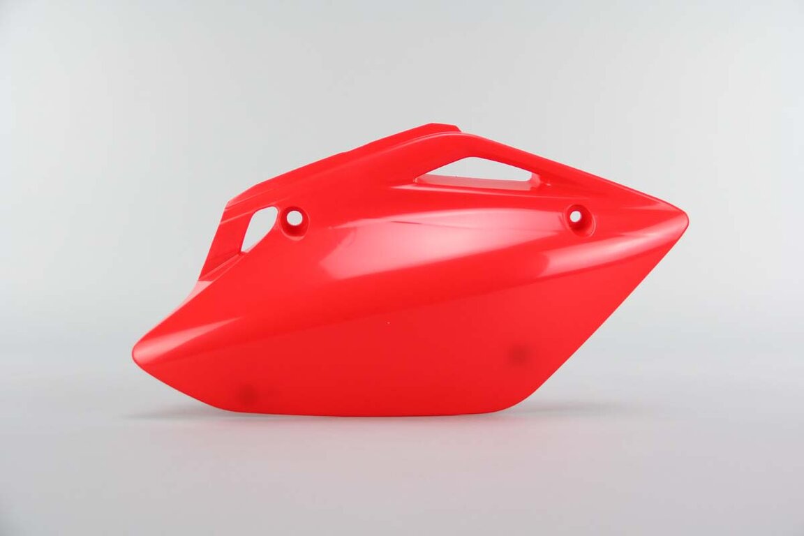 Right Side UFO Red Side Number Plates replacement plastics for 07-26 Honda CRF150 dirt bikes.