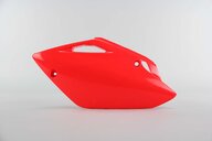 Left Side UFO Red Side Number Plates replacement plastics for 07-26 Honda CRF150 dirt bikes.