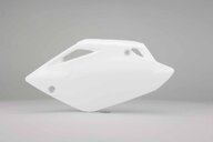 Left Side Polisport White Side Number Plates replacement plastics for 07-26 Honda CRF150 dirt bikes.