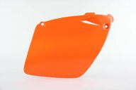 Right Side UFO Orange Side Number Plates replacement plastics for 98-04 KTM EXC, MXC, SX dirt bikes.