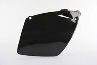 Right Side UFO Black Side Number Plates replacement plastics for 98-04 KTM EXC, MXC, SX dirt bikes.
