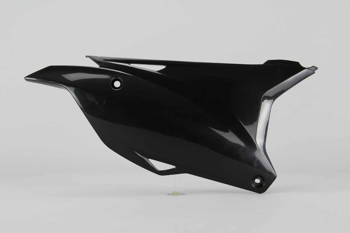 Right Side UFO Black Side Number Plates replacement plastics for 14-26 Kawasaki KX100, KX112, KX85 dirt bikes.
