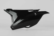 Left Side UFO Black Side Number Plates replacement plastics for 14-26 Kawasaki KX100, KX112, KX85 dirt bikes.