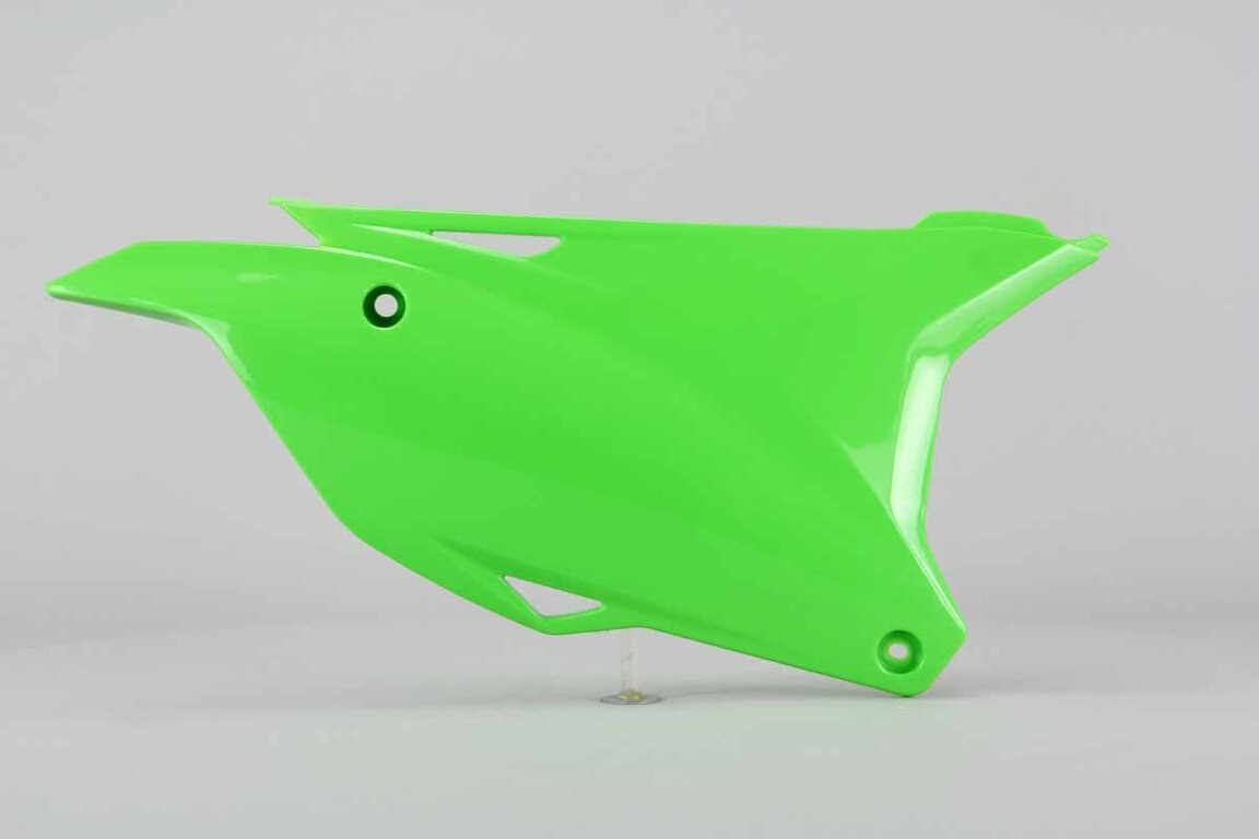 Right Side UFO Green Side Number Plates replacement plastics for 14-26 Kawasaki KX100, KX112, KX85 dirt bikes.
