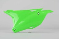 Left Side UFO Green Side Number Plates replacement plastics for 14-26 Kawasaki KX100, KX112, KX85 dirt bikes.