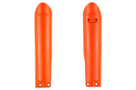 Polisport Orange Lower Fork Guards for GasGas: EC250 (2021-2023), EC250F (2021-2023), EC300 (2021-2023), EC350F (2021-2023), EX250 (2023), EX250F (2021-2023), EX300 (2021-2023), EX350F (2021-2023), EX450F (2021-2023), MC 125 (2021-2023), MC 250 (2023), MC250F (2021-2023), MC350...and more