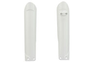 UFO Ceramic White Lower Fork Guards for GasGas: EC250 (2021-2023), EC250F (2021-2023), EC300 (2021-2023), EC350F (2021-2023), EX250 (2023), EX250F (2021-2023), EX300 (2021-2023), EX350F (2021-2023), EX450F (2021-2023), MC 125 (2021-2023), MC 250 (2023), MC250F (2021-2023), MC350...and more