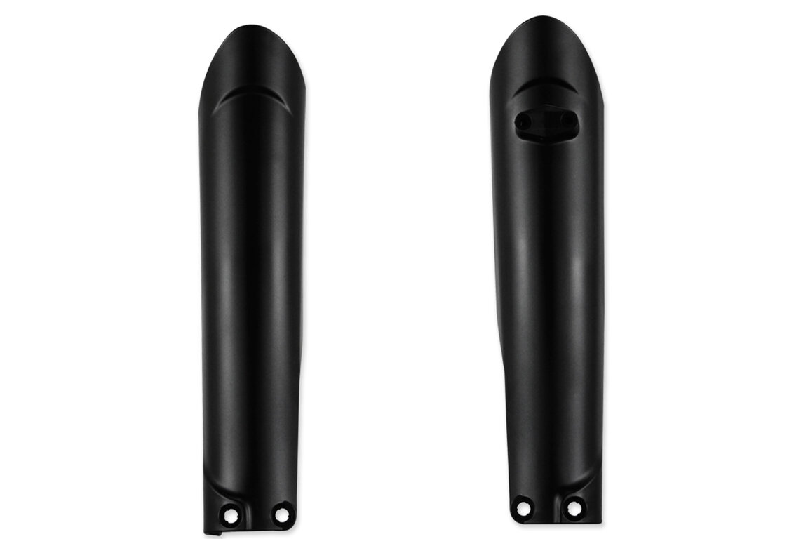 Polisport Black Lower Fork Guards for GasGas: EC250 (2021-2023), EC250F (2021-2023), EC300 (2021-2023), EC350F (2021-2023), EX250 (2023), EX250F (2021-2023), EX300 (2021-2023), EX350F (2021-2023), EX450F (2021-2023), MC 125 (2021-2023), MC 250 (2023), MC250F (2021-2023), MC350...and more