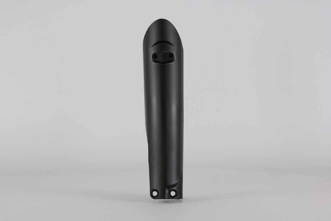 Left Side Polisport Black Lower Fork Guards replacement plastics for 14-26 GasGas, Husqvarna, KTM, Sherco EC, ECF, EX, EXF, MC, MCF, FC, TC, EXC, EXCF, SMR, SX, SXF, XC, XCF, XCW, SC, SE, SE-R, SCF, SEF, SEF-R dirt bikes.