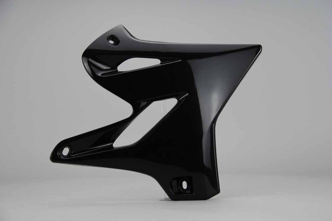 Right Side UFO Black Radiator Shroud Set replacement plastics for 02-22 Yamaha YZ125, YZ250 dirt bikes.