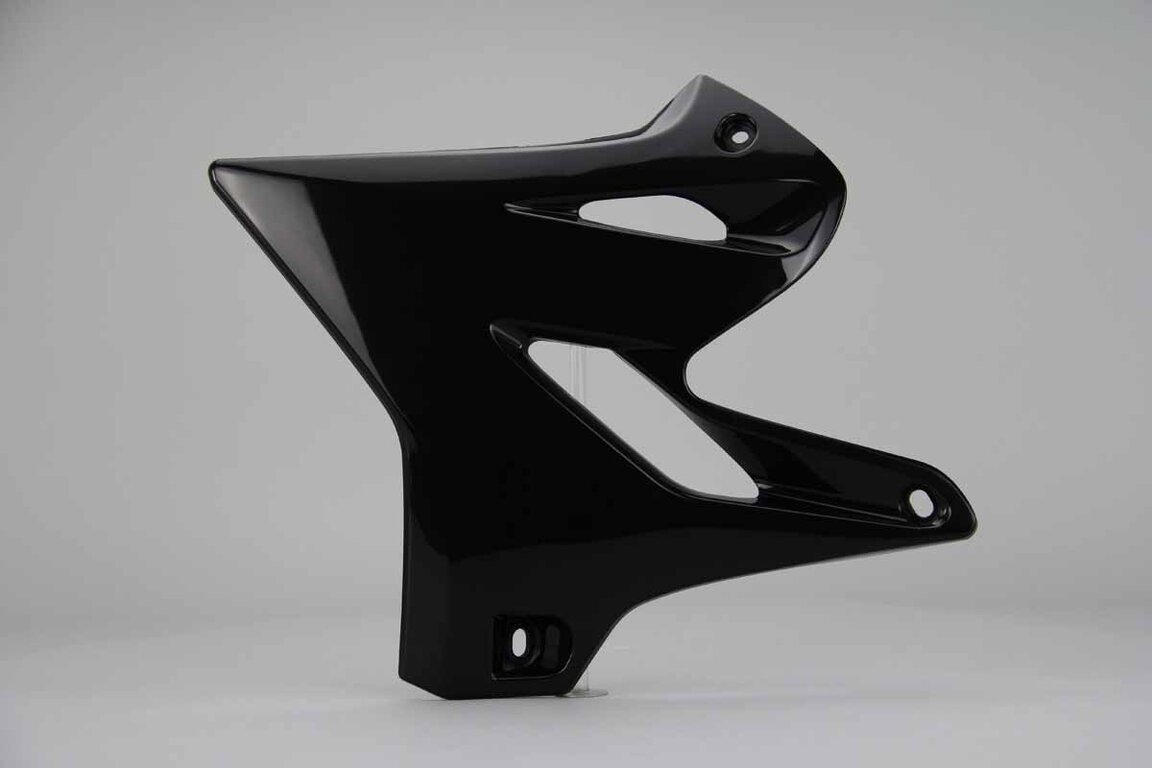 Left Side UFO Black Radiator Shroud Set replacement plastics for 02-22 Yamaha YZ125, YZ250 dirt bikes.