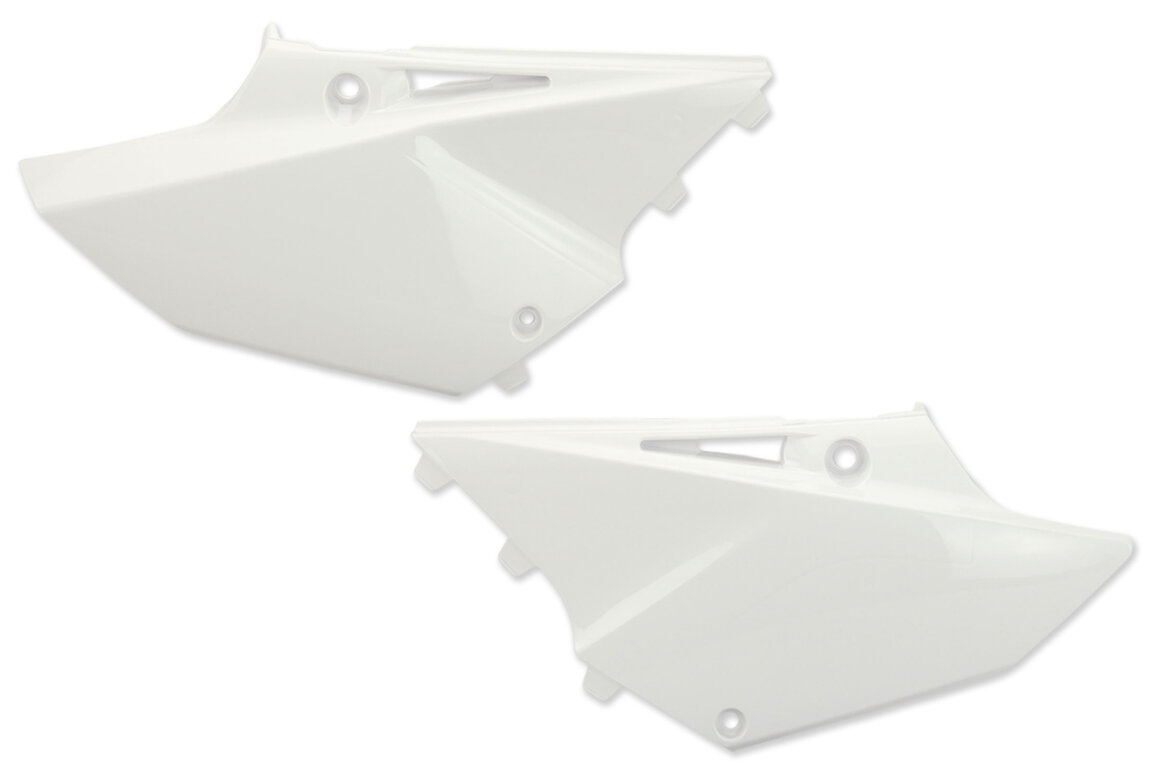 UFO White Side Number Plates for Yamaha: YZ125 (2002-2021), YZ125X (2020-2022), YZ250 (2002-2021), YZ250X (2016-2022)