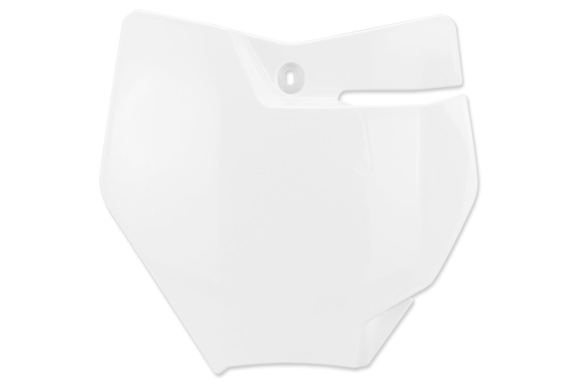 Polisport White Front Number Plate for KTM: SX125 (2016-2018), SX150 (2016-2018), SX250 (2017-2018), SXF250 (2016-2018), SXF250FE (2015-2017), SXF350 (2016-2018), SXF450 (2016-2018), SXF450FE (2015-2017), XC250 (2017-2018), XC300 (2017-2018), XCF250 (2016-2018), XCF350 (2016-20...and more