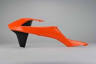 Left Side Polisport Orange / Black Radiator Shroud Set replacement plastics for 15-19 KTM EXCF, EXC, SX, SXF, XC, XCF, XCW dirt bikes.