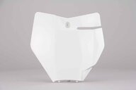 Polisport White Front Number Plate replacement plastics for 15-18 KTM SX, SXF, XC, XCF dirt bikes 360 view