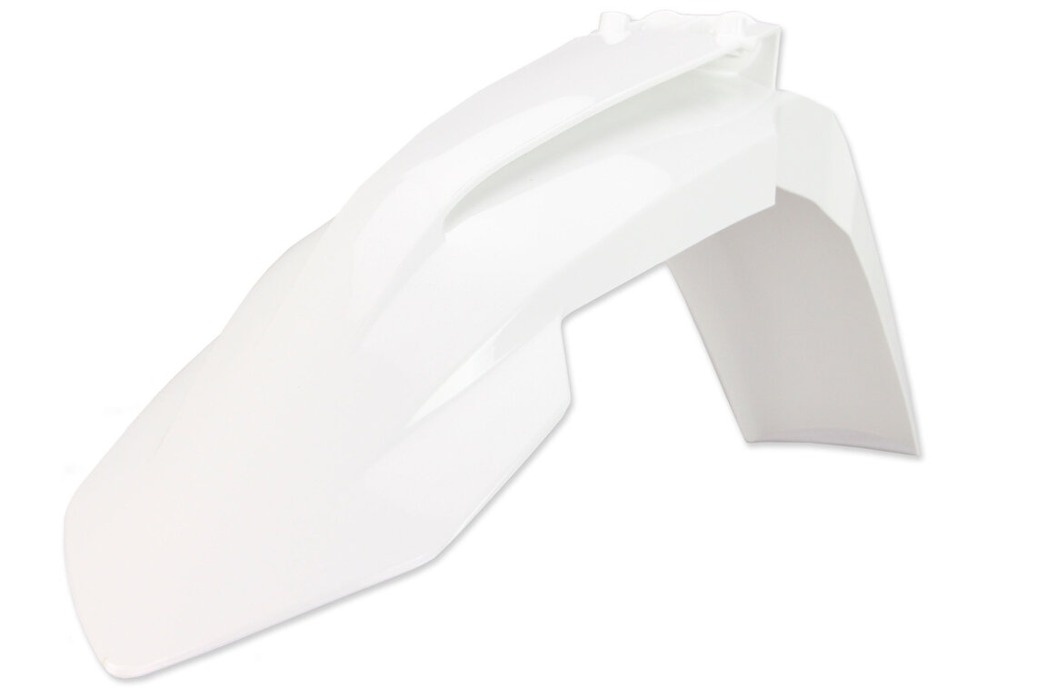 UFO Ceramic White Front Fender for KTM: EXC125 (2020-2021), EXC150 (2020-2023), EXC250 (2020-2023), EXC250F (2017-2023), EXC300 (2017-2023), EXC350F (2017-2023), EXC450F (2017-2023), EXC500F (2017-2023), SX125 (2016-2022), SX150 (2016-2022), SX250 (2017-2022), SXF250 (2016-...and more