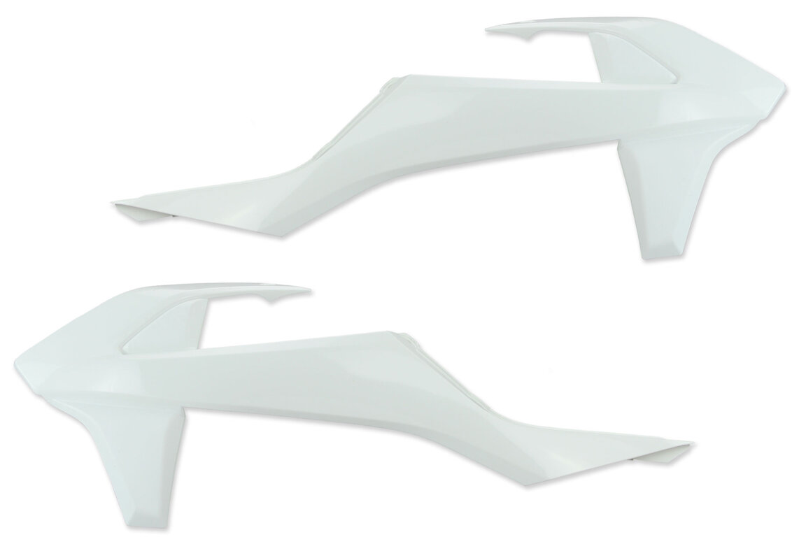 Polisport White Radiator Shroud Set for KTM: EXC250F (2017-2019), EXC300 (2017-2019), EXC350F (2017-2019), EXC450F (2017-2019), EXC500F (2017-2019), SX125 (2016-2018), SX150 (2016-2018), SX250 (2017-2018), SXF250 (2016-2018), SXF250FE (2015-2017), SXF350 (2016-2018), SXF450 (201...and more