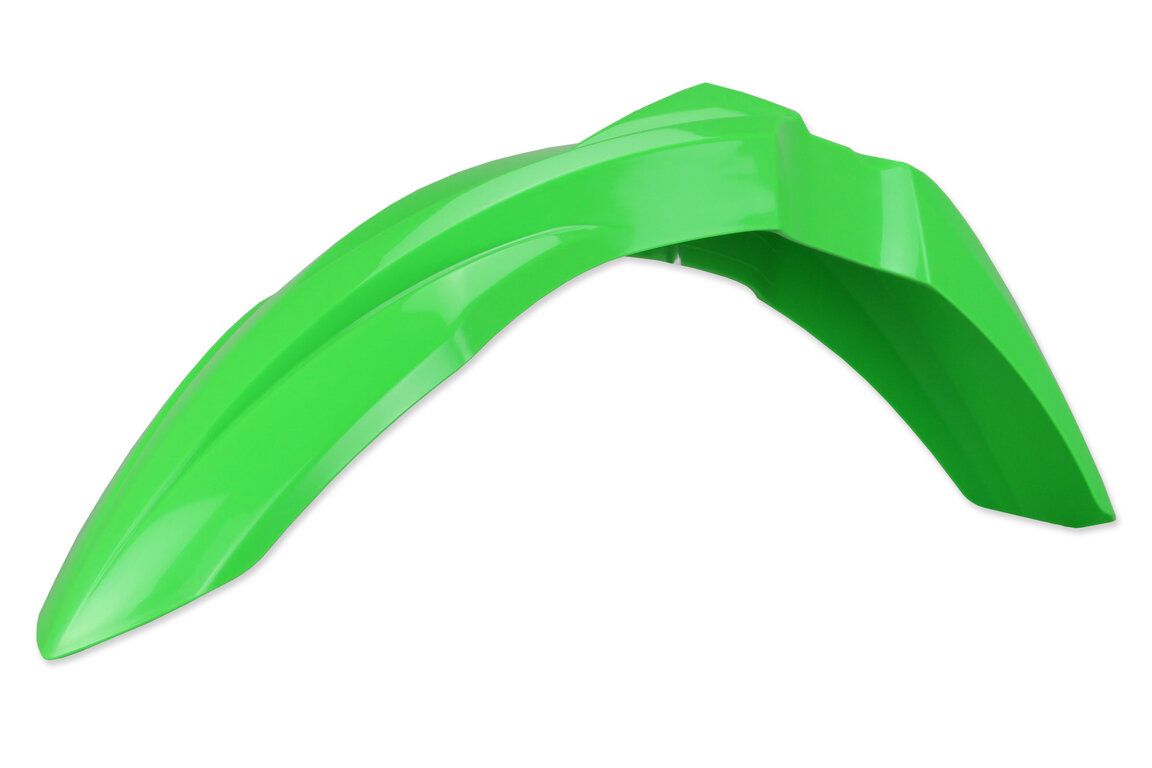 Polisport Green Front Fender for Kawasaki: KLX300 (2026), KLX300R (2020-2025), KX125 (2003-2007), KX250 (2003-2007), KX250F (2017-2026), KX250F 50th Anniversary Edition (2024), KX250X (2022-2026), KX250XC (2021), KX450F (2016-2026), KX450F 50th Anniversary Edition (2024),...and more