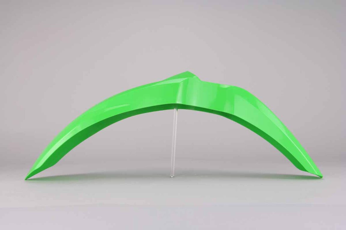 Polisport Green Front Fender replacement plastics for 03-27 Kawasaki KLX, KX, KX250F, KX450F dirt bikes 360 view