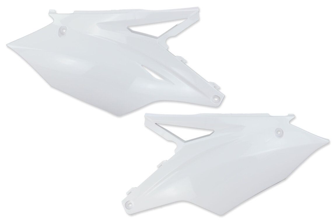 Polisport White Side Number Plates for Kawasaki: KX250F (2017-2020), KX450F (2016-2018)