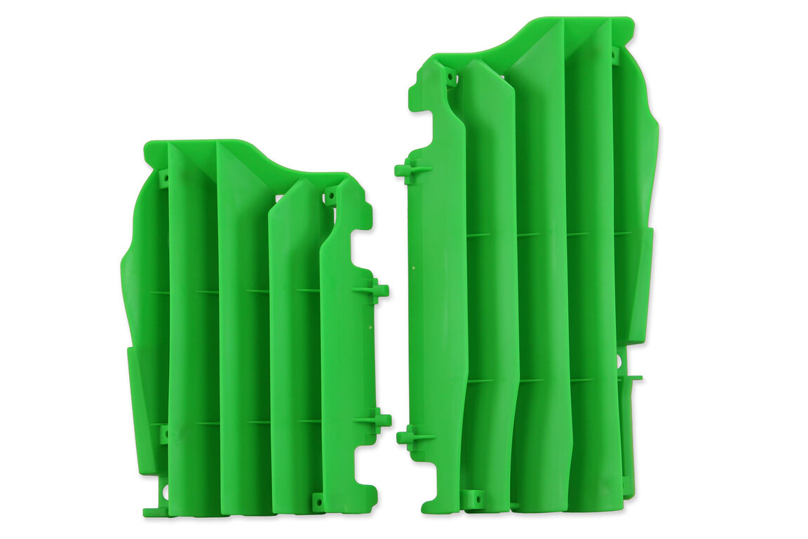 Polisport Green Radiator Louvers for Kawasaki: KX250F (2021-2024), KX250F 50th Anniversary Edition (2024), KX250X (2022-2024), KX250XC (2021), KX450F (2016-2023), KX450SR (2022-2023), KX450X (2022-2023), KX450XC (2021)
