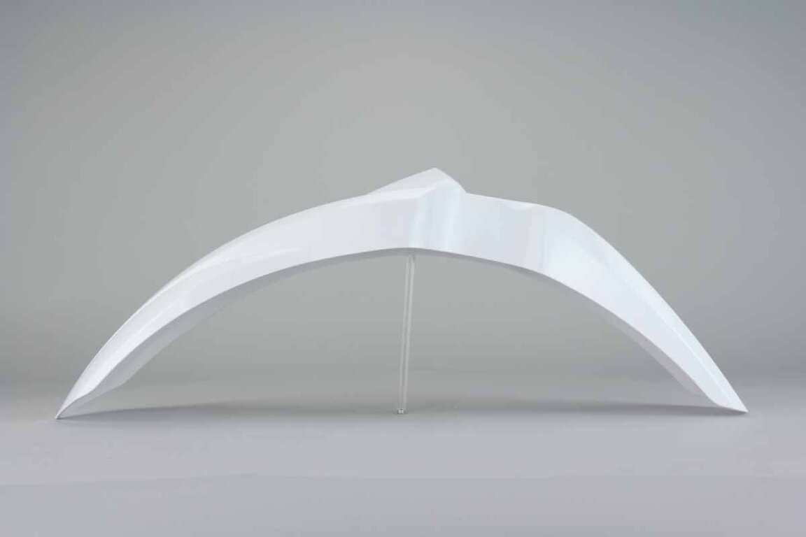 Polisport White Front Fender replacement plastics for 03-26 Kawasaki KLX, KX, KX250F, KX450F dirt bikes 360 view