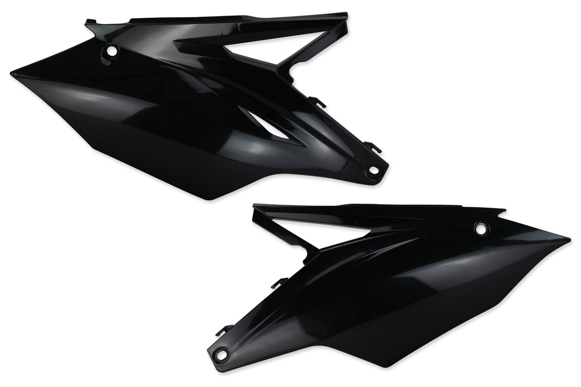 Polisport Black Side Number Plates for Kawasaki: KX250F (2017-2020), KX450F (2016-2018)