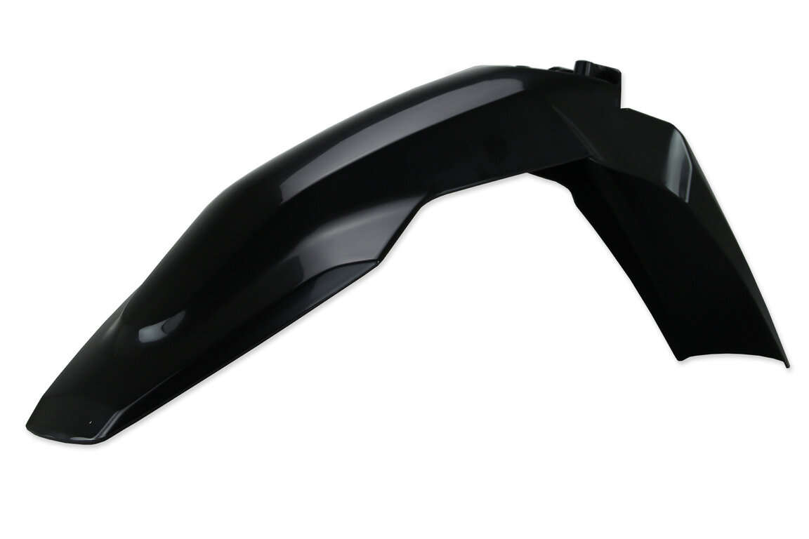 Polisport Black Front Fender for Husqvarna: FC250 (2016-2022), FC350 (2016-2022), FC450 (2016-2022), FC450 Rockstar Edition (2018-2021), FE250 (2017-2019, 2022-2023), FE350 (2017-2019, 2022-2023), FE350s (2018, 2022-2023), FE450 (2018-2019, 2023), FE501 (2017-2019, 2022-2...and more